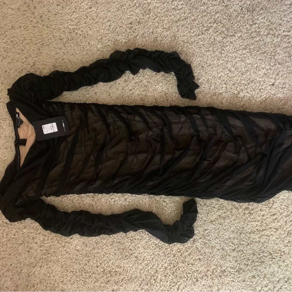 FASHION NOVA RUCHED AND READY BANDAGE MIDI DRESS NWT